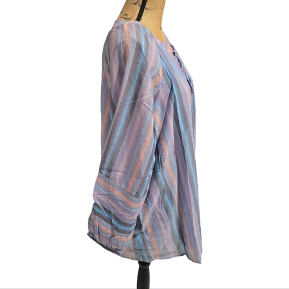 Lane Bryant Purple Striped Peasant Boho Blouse Plus Size 18 2X - Picture 2 of 8